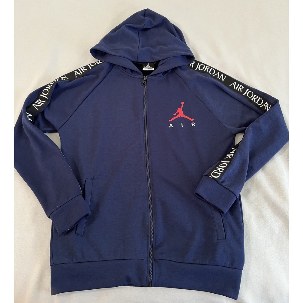 Air Jordan Hoodie Sweatshirt Mens Large Navy Blue Athletic Full Zip Long‎ Sleeve